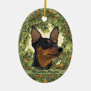 Adorno De Cerámica Guirnalda del Pinscher miniatura