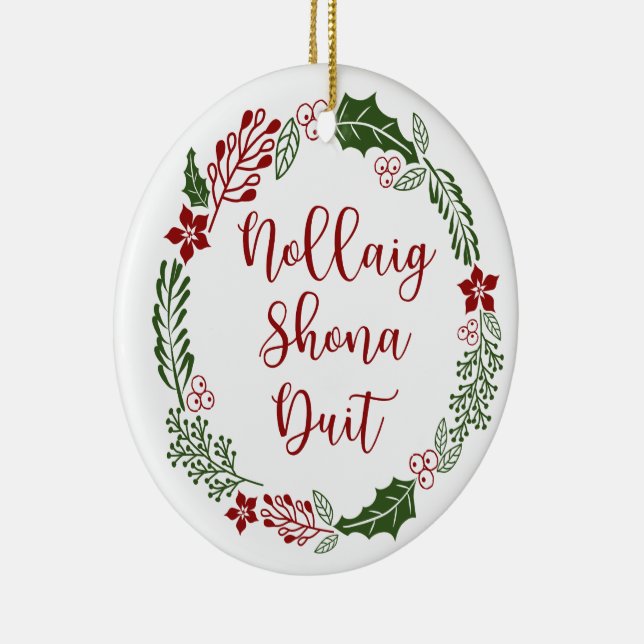 Adorno De Cerámica Guirnalda gaélica de Navidad, Nollaig shona duit (Derecha)