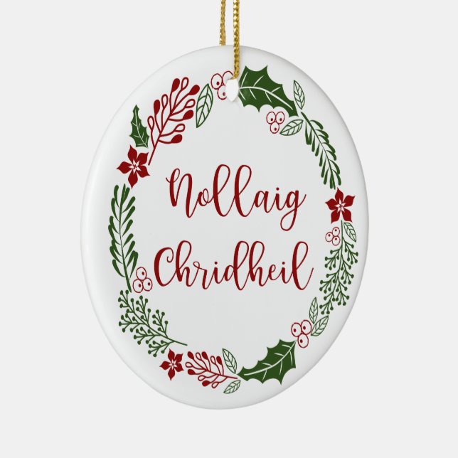 Adorno De Cerámica Guirnalda navideña escocesa, Nollaig Chridheil (Derecha)