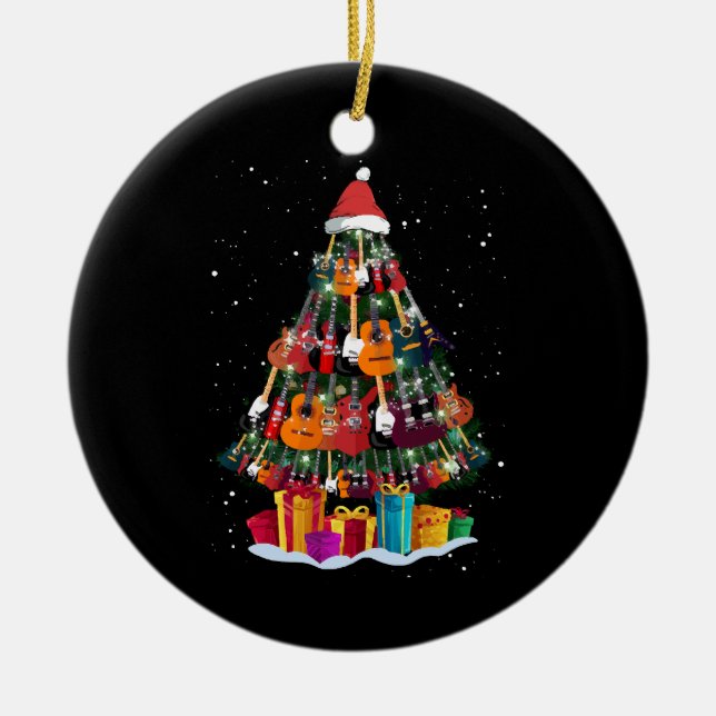 Adorno De Cerámica Guitar Christmas Tree Funny (Frente)