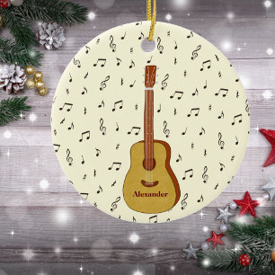 Adorno De Cerámica Guitar con notas musicales personalizadas