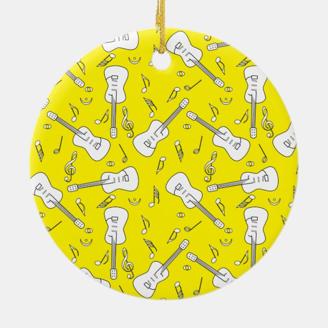 Adorno De Cerámica Guitar Lines Music Notes Ceramic Ornament (Atrás)