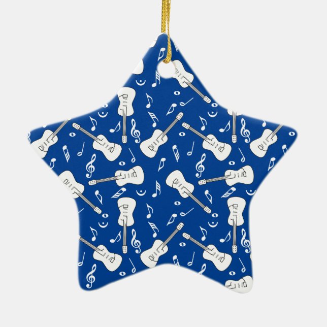 Adorno De Cerámica Guitar Lines Music Notes Ceramic Ornament (Atrás)