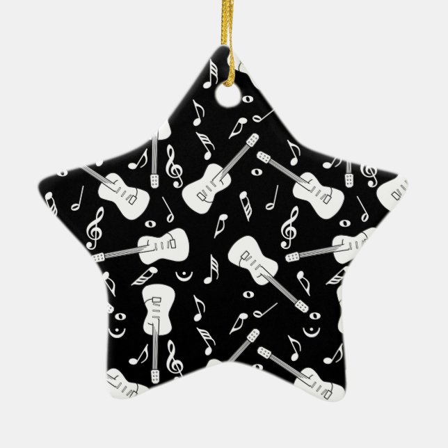 Adorno De Cerámica Guitar Lines Music Notes Ceramic Ornament (Atrás)