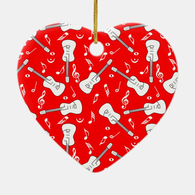 Adorno De Cerámica Guitar Lines Music Notes Ceramic Ornament (Atrás)