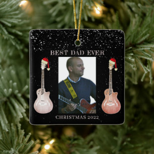 Adorno De Cerámica Guitar Mejor Papá Navidades 2022 Nombre de cerámic