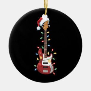Adorno De Cerámica Guitar Navidades de Santa Hat alumbran navidades d
