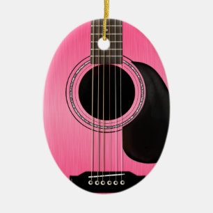 Adorno De Cerámica Guitar Ornament Pink