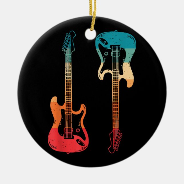 Adorno De Cerámica Guitarista de guitarra retro rock de guitarra de t (Frente)