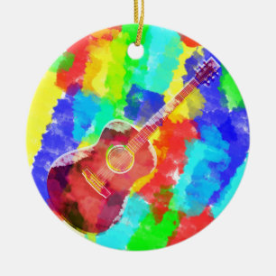 Adorno De Cerámica Guitarra acuarela