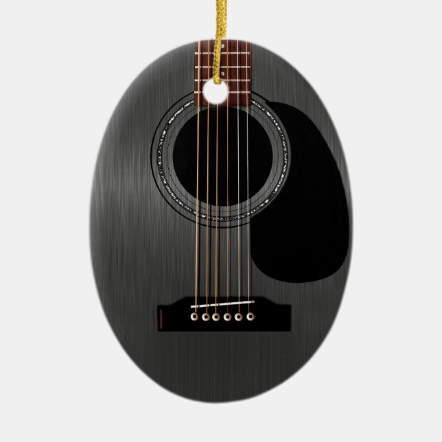 Adorno De Cerámica Guitarra Acústica Ash Black (Frente)