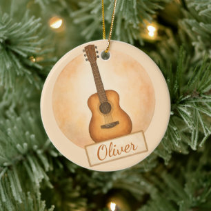 Adorno De Cerámica Guitarra Acústica con Nombre Personalizado para Am