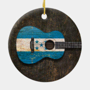 Adorno De Cerámica Guitarra acústica rasguñada y llevada de la