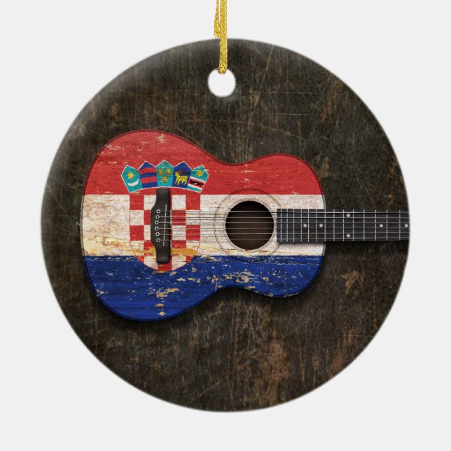 Adorno De Cerámica Guitarra acústica rasguñada y llevada de la (Atrás)