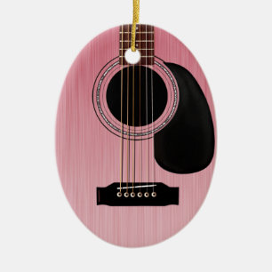 Adorno De Cerámica Guitarra Acústica Rosa