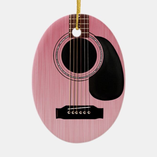 Adorno De Cerámica Guitarra Acústica Rosa (Frente)