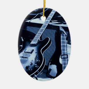 Adorno De Cerámica Guitarra azul eléctrica