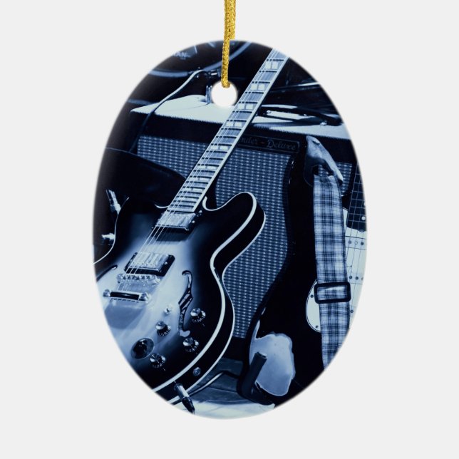 Adorno De Cerámica Guitarra azul eléctrica (Frente)