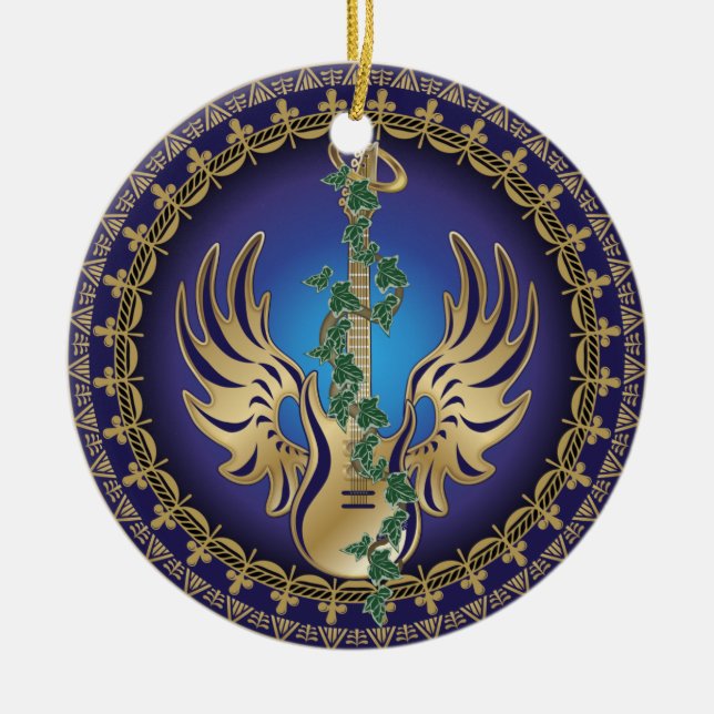 Adorno De Cerámica Guitarra De Ala Celestial (Frente)