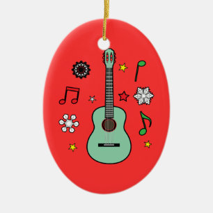 Adorno De Cerámica Guitarra del navidad