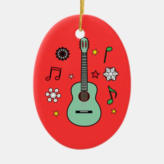 Adorno De Cerámica Guitarra del navidad (Frente)