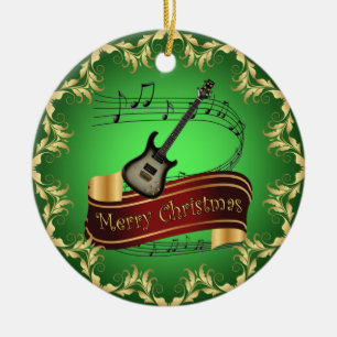 Adorno De Cerámica Guitarra Eléctrica 02-Desfile Musical-Feliz Navida
