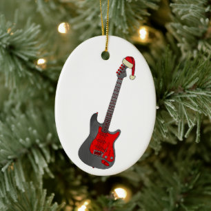 Adorno De Cerámica Guitarra Eléctrica de Navidad