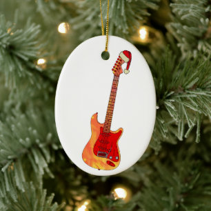 Adorno De Cerámica Guitarra Eléctrica de navidades usando un Santa Ha