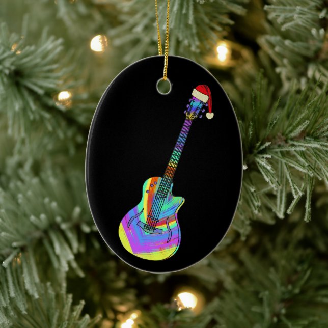 Adorno De Cerámica Guitarra eléctrica Psychedelic Santa (Árbol)