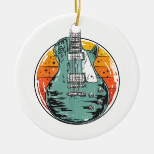 Adorno De Cerámica Guitarra Eléctrica Retro Atardecer Vintage Banda d