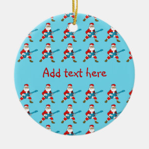 Adorno De Cerámica Guitarra que juega a Papá Noel