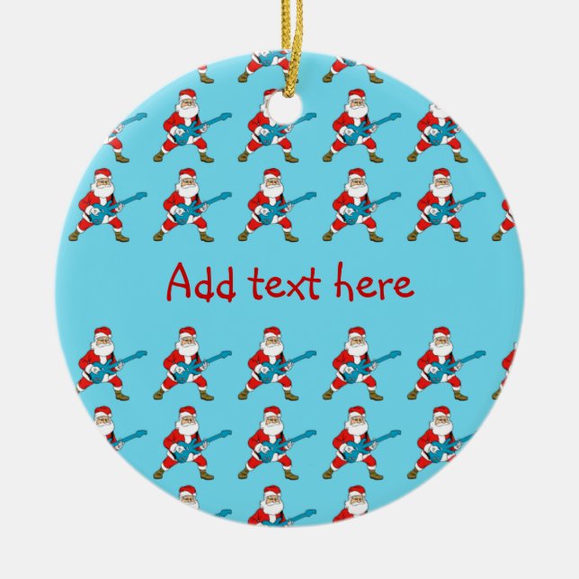 Adorno De Cerámica Guitarra que juega a Papá Noel (Frente)