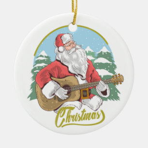 Adorno De Cerámica Guitarra tocando Santa Claus   NAVIDADES