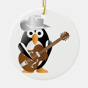 Adorno De Cerámica Guitarrista pingüino