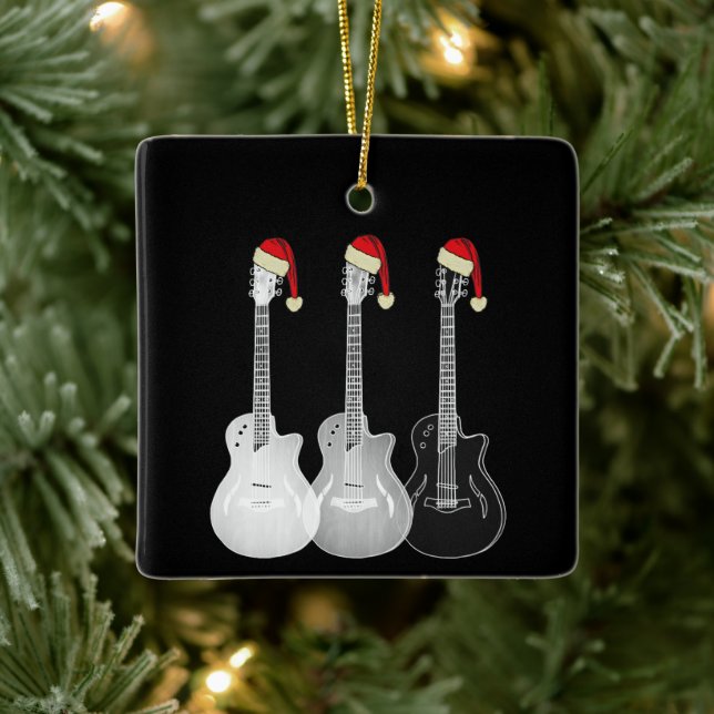 Adorno De Cerámica Guitars eléctricos divertidos Guay blanco y negro (Árbol)