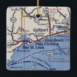 Adorno De Cerámica Gulfport MS Vintage Map<br><div class="desc">Ornamento navideño Gulfport Mississippi hecho con la hoja de ruta vintage de 1955.</div>
