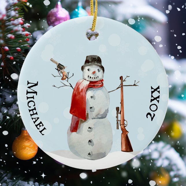 Adorno De Cerámica Gun Lover Shooter Snowman (Subido por el creador)