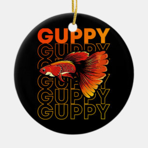 Adorno De Cerámica Guppy Fish 80's Style Tropical Fish Keeper 