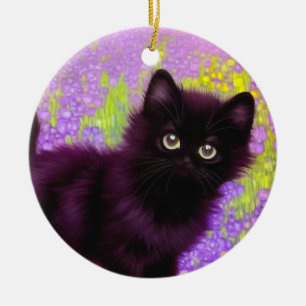 Adorno De Cerámica Gustav Klimt Black Kitten