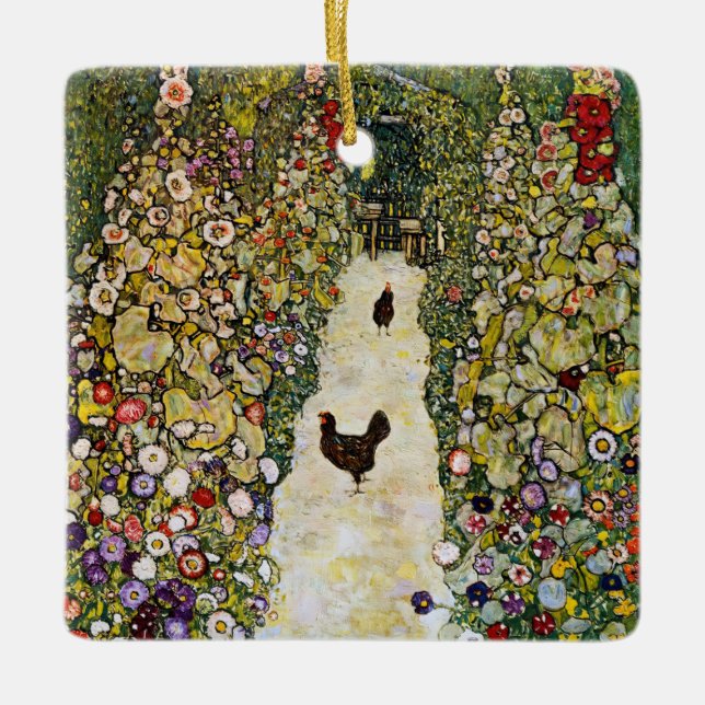 Adorno De Cerámica Gustav Klimt - Camino de jardín con pollos (Anverso)