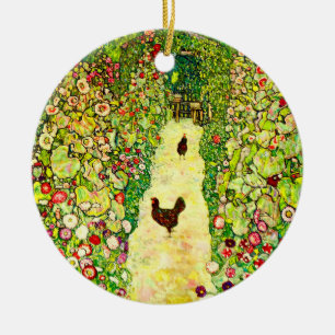 Adorno De Cerámica Gustav Klimt Garden con pollos