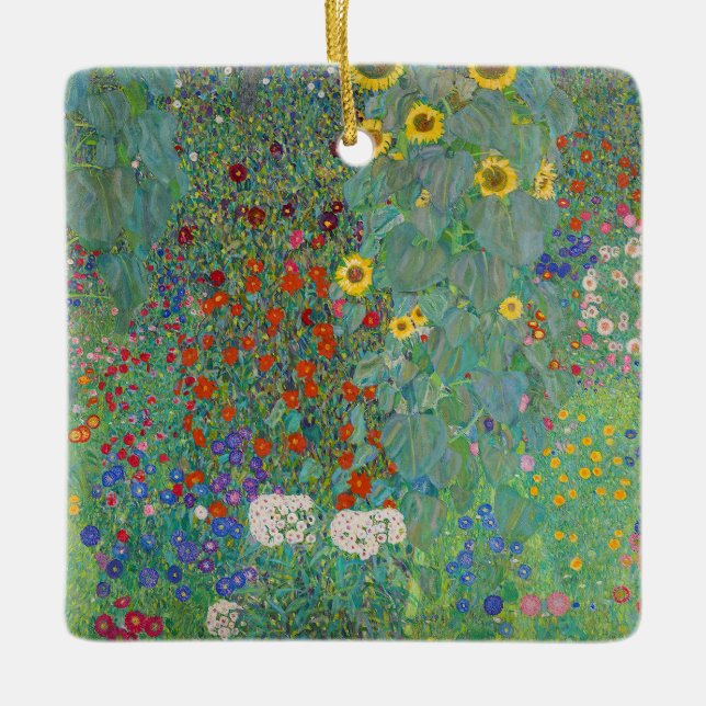 Adorno De Cerámica Gustav Klimt - Jardín de campo con girasoles (Anverso)