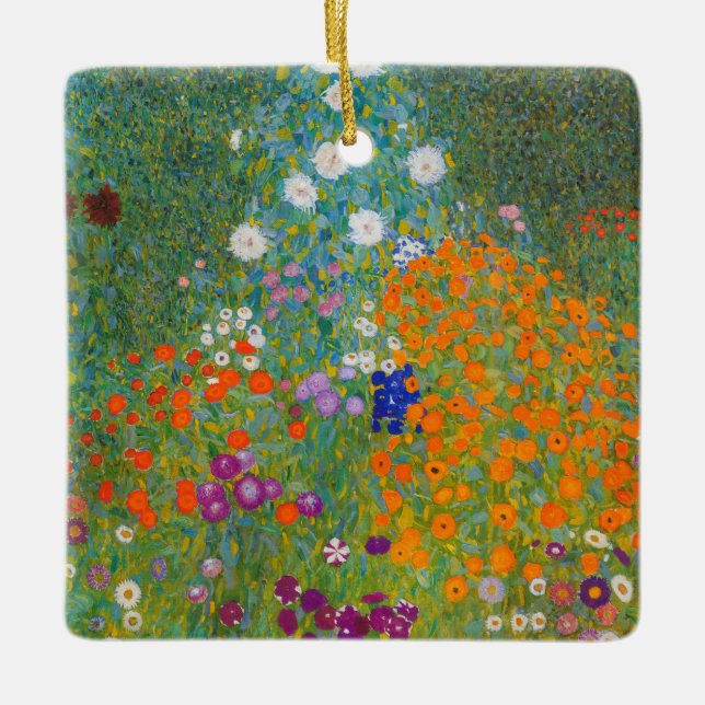 Adorno De Cerámica Gustav Klimt - Jardín de flores (Anverso)