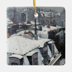 Adorno De Cerámica Gustave Caillebotte - Tejados bajo la nieve