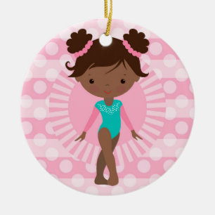 Adorno De Cerámica Gymnast - Cute Gymnastics African American