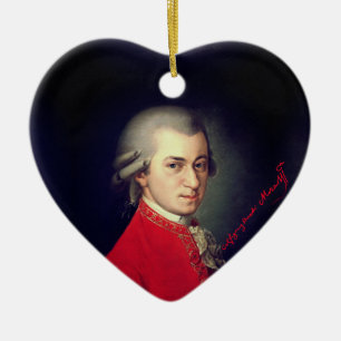 Adorno De Cerámica H Heart Wolfgang Amadeus Mozart con la firma de su