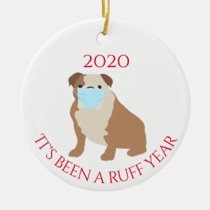 Adorno De Cerámica Ha sido un año difícil perro bulldog 2020