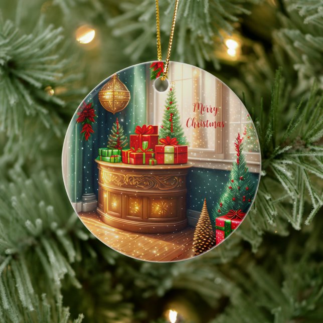 Adorno De Cerámica Habitación decorada con festivales, Navidades trad (Árbol)