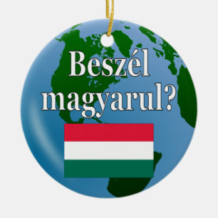 Adorno De Cerámica ¿Hablas húngaro? en húngaro. Bandera y globo