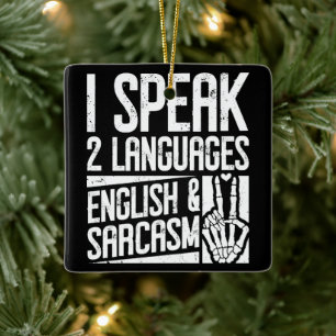 Adorno De Cerámica Hablo dos idiomas Inglés Sarcasmo Motivador